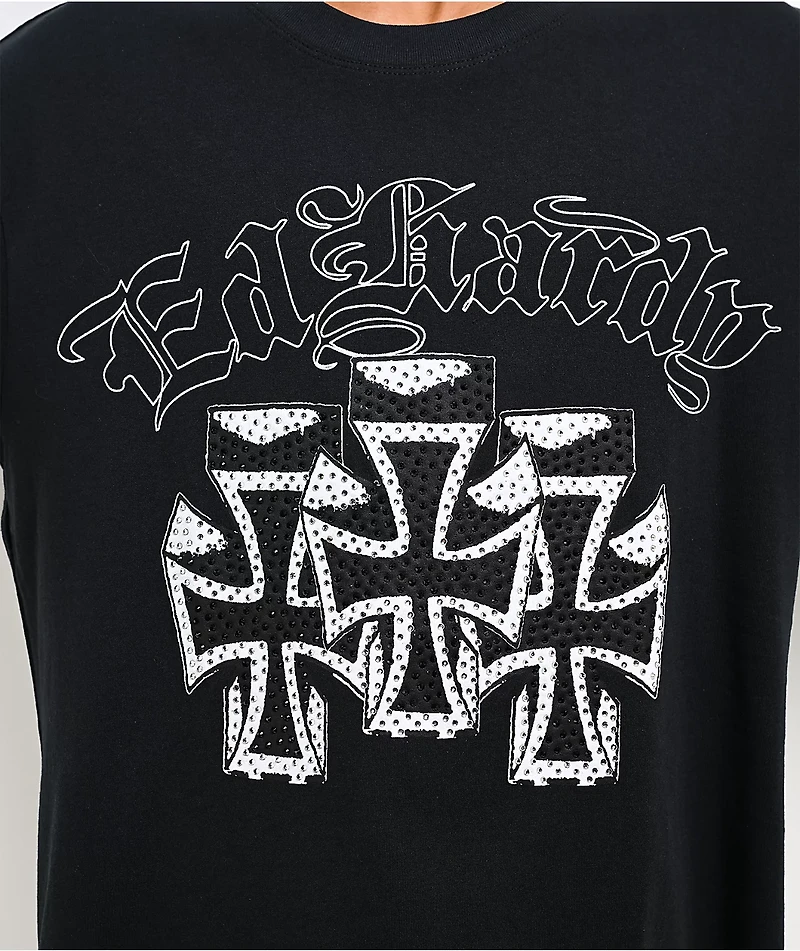 Ed Hardy Crosses Black Crop T-Shirt