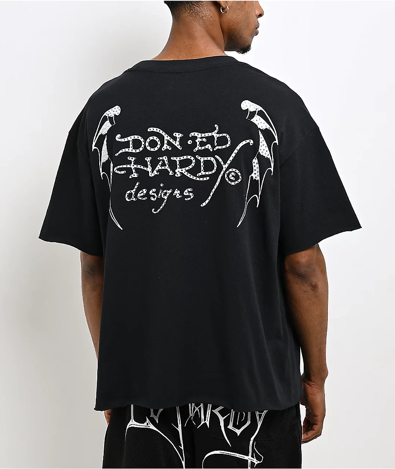 Ed Hardy Crosses Black Crop T-Shirt