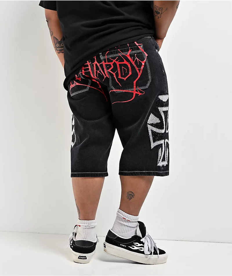 Ed Hardy Crosses Black Denim Shorts