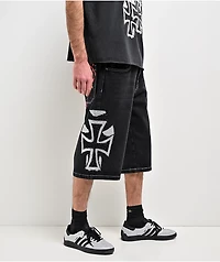 Ed Hardy Crosses Black Denim Shorts