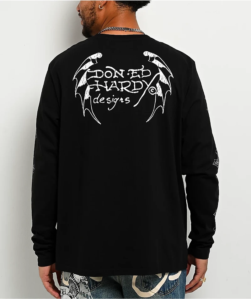 Ed Hardy Crosses Black Long Sleeve T-Shirt
