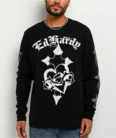 Ed Hardy Crosses Black Long Sleeve T-Shirt