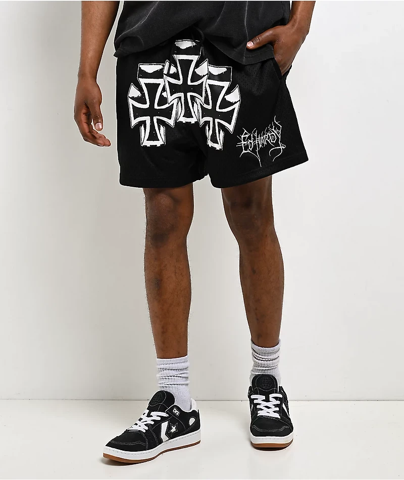 Ed Hardy Crosses Black Mesh Shorts