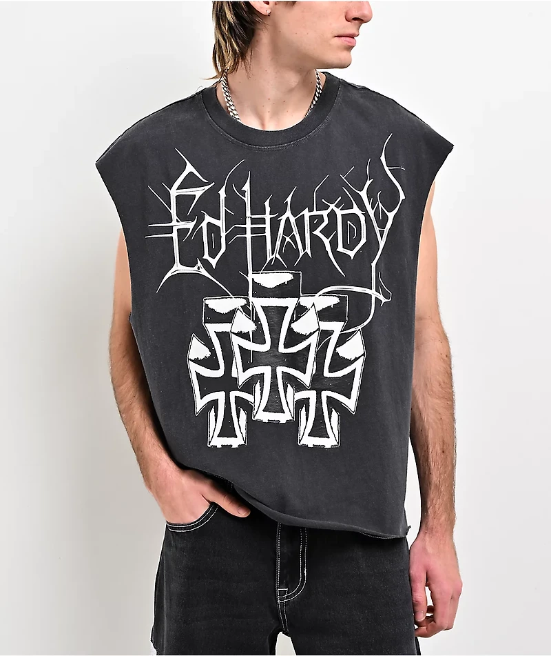 Ed Hardy Crosses Grey Tank Top
