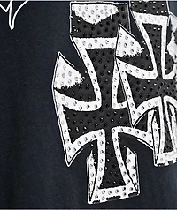 Ed Hardy Crosses Rhinestone Black 2fer Long Sleeve T-Shirt