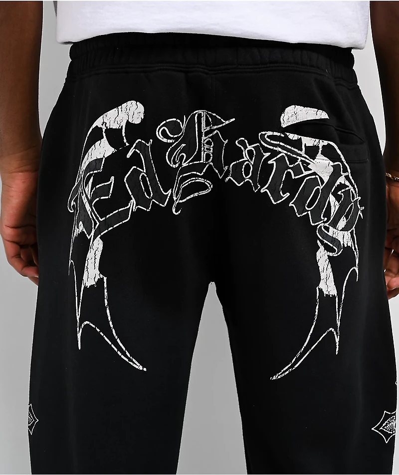 Ed Hardy Crosses Sunfade Black Baggy Sweatpants