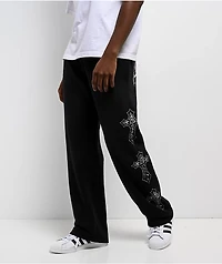 Ed Hardy Crosses Sunfade Black Baggy Sweatpants