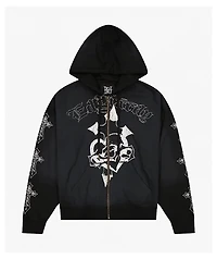 Ed Hardy Crosses Sunfade Black Zip Hoodie