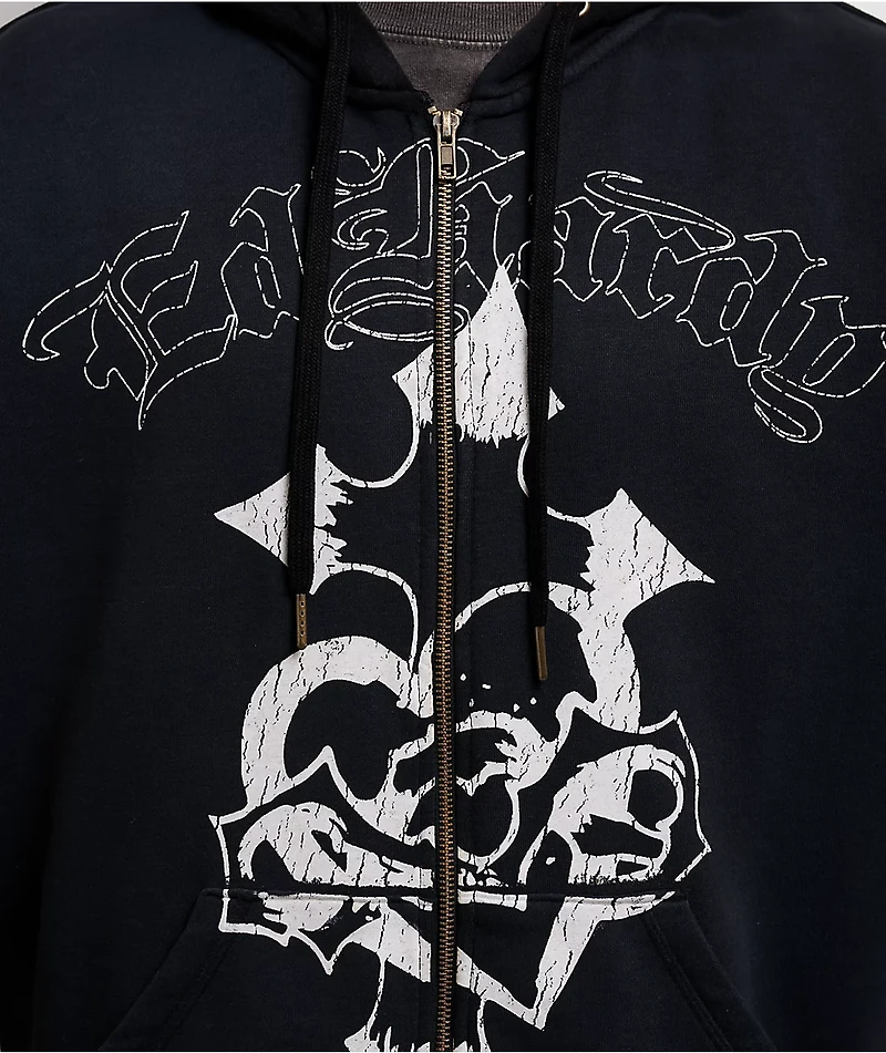 Ed Hardy Crosses Sunfade Black Zip Hoodie