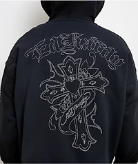 Ed Hardy Crosses Sunfade Black Zip Hoodie