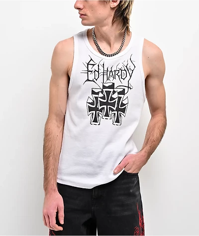 Ed Hardy Crosses White Tank Top