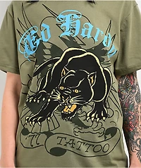 Ed Hardy Crouching Panther Olive T-Shirt