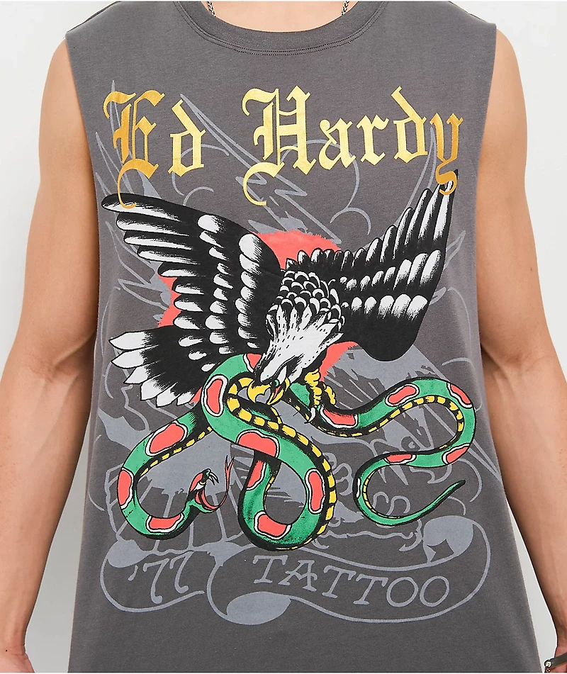 Ed Hardy DBD Eagle Vintage Grey Tank Top