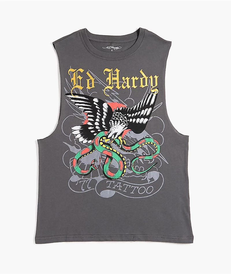 Ed Hardy DBD Eagle Vintage Grey Tank Top