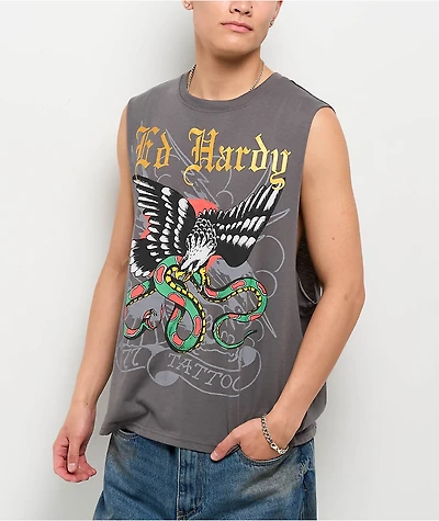 Ed Hardy DBD Eagle Vintage Grey Tank Top