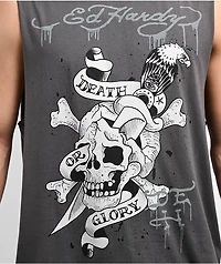 Ed Hardy DG Skull Charcoal Tank Top
