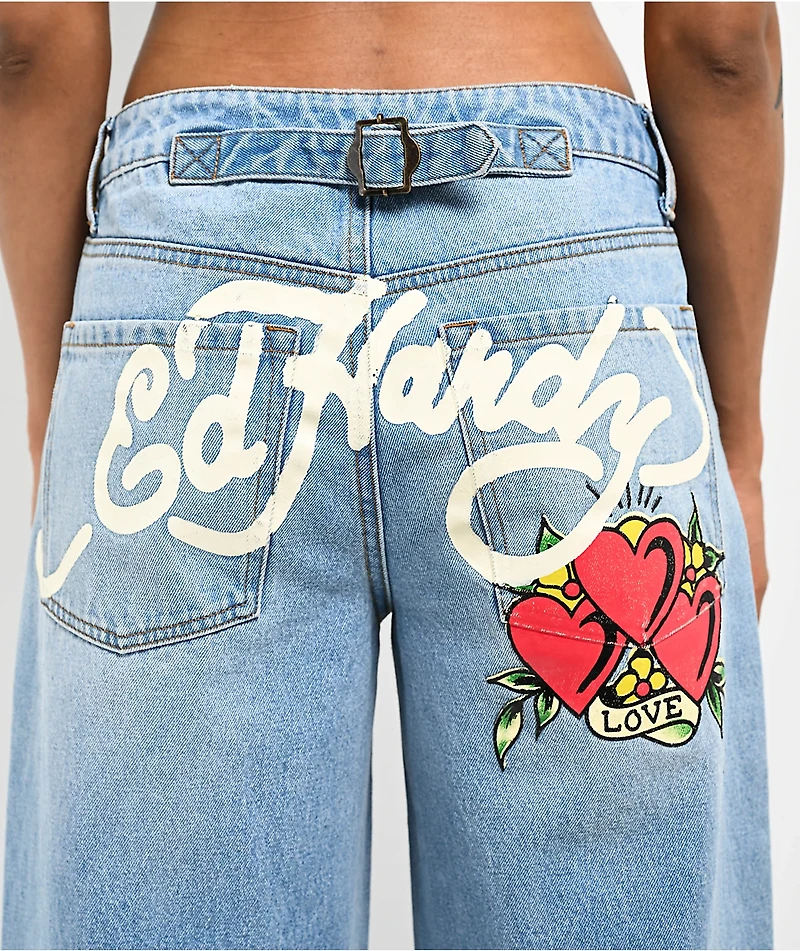 Ed Hardy Dagger Heart Retro Light Blue Jeans