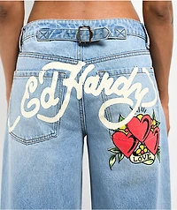 Ed Hardy Dagger Heart Retro Light Blue Jeans
