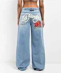 Ed Hardy Dagger Heart Retro Light Blue Jeans