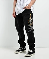 Ed Hardy Dagger Skull Slim Taper Black Denim Jeans