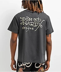 Ed Hardy Dagger Snake Rhinestone Black Wash T-Shirt