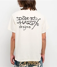 Ed Hardy Dagger Snake Rhinestone Natural T-Shirt