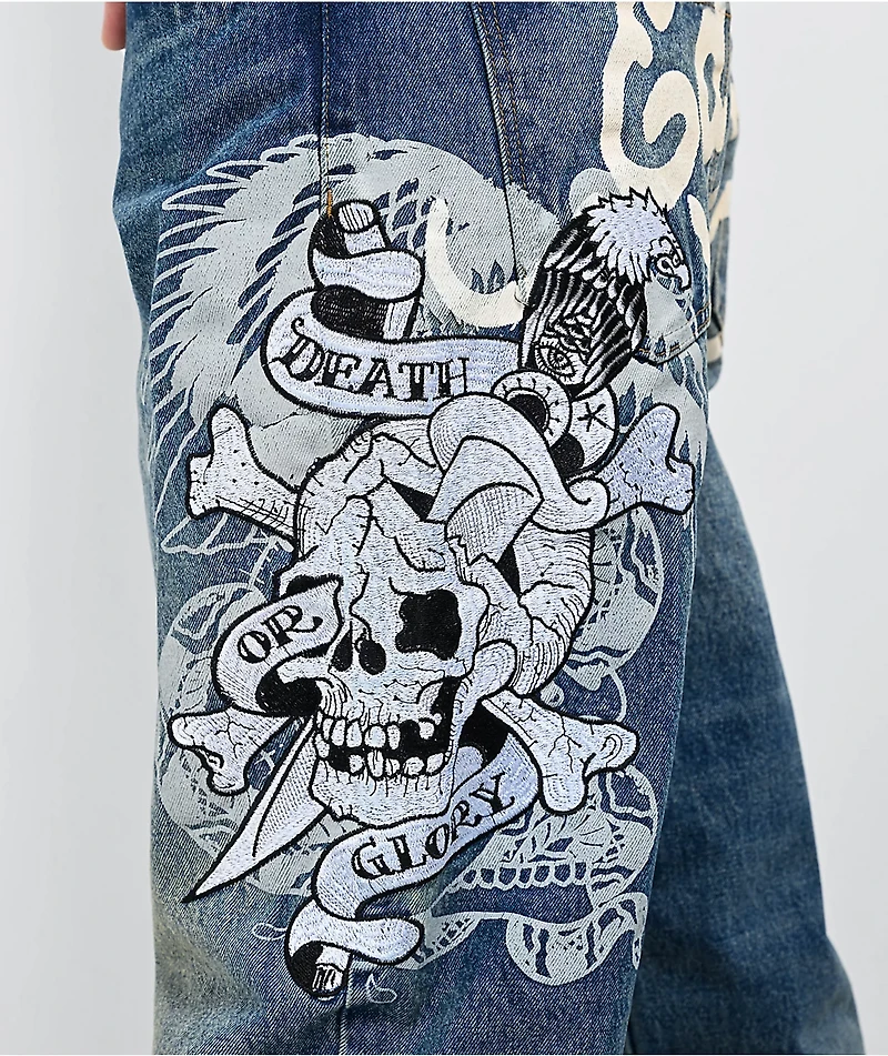 Ed Hardy Death & Glory Blue Jeans