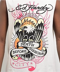 Ed Hardy Death Before Dishonor Eagle Ivory Tank Top