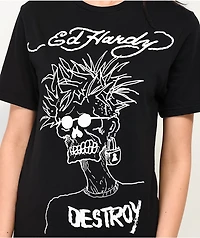 Ed Hardy Destroy Skeleton Black T-Shirt