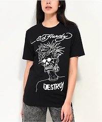 Ed Hardy Destroy Skeleton Black T-Shirt