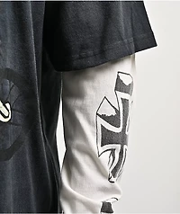 Ed Hardy Devil Bike Black & White 2fer Long Sleeve T-Shirt