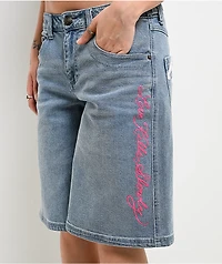Ed Hardy Diamond Flower Light Wash Jean Shorts
