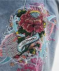 Ed Hardy Diamond Flower Light Wash Jean Shorts