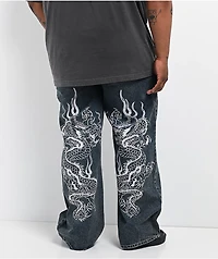 Ed Hardy Dragon Blue Baggy Jeans