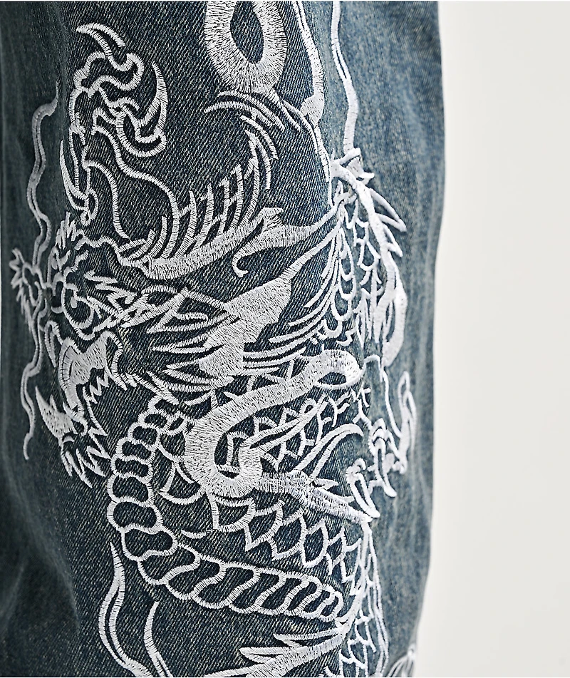 Ed Hardy Dragon Blue Baggy Jeans