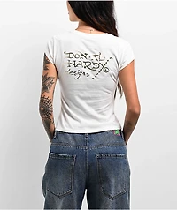 Ed Hardy Dragon Cap Sleeve Ivory Crop T-Shirt