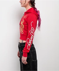 Ed Hardy Dragon Cherry Red Crop Zip Hoodie