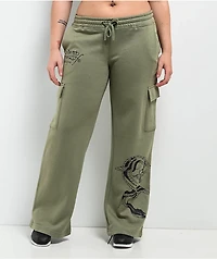 Ed Hardy Dragon Dagger Olive Cargo Sweatpants