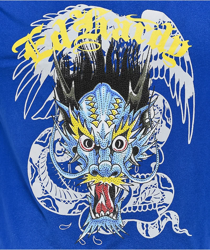 Ed Hardy Dragon Head Vintage Blue T-Shirt