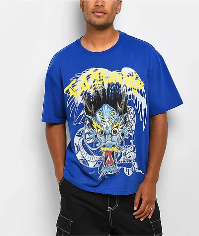 Ed Hardy Dragon Head Vintage Blue T-Shirt