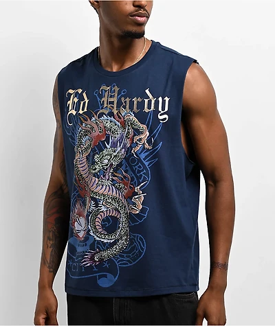 Ed Hardy Dragon Navy Tank Top