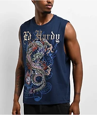 Ed Hardy Dragon Navy Tank Top