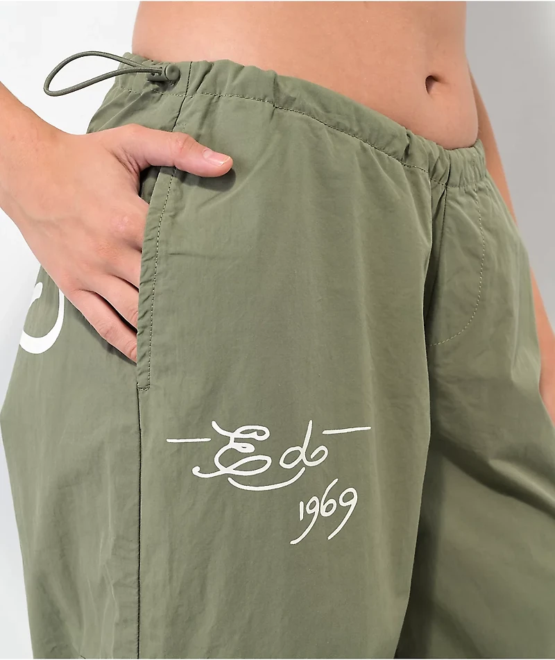Ed Hardy Dragon Olive Green Cargo Parachute Pants