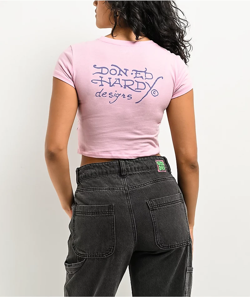 Ed Hardy Dragon Pink Crop T-Shirt