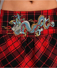 Ed Hardy Dragon Red Plaid Skirt