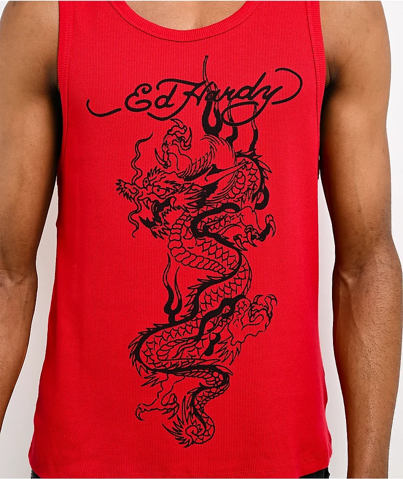 Ed Hardy Dragon Red Tank Top