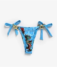 Ed Hardy Dragon Rhinestone Blue High Leg Bikini Bottom