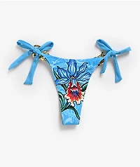 Ed Hardy Dragon Rhinestone Blue High Leg Bikini Bottom