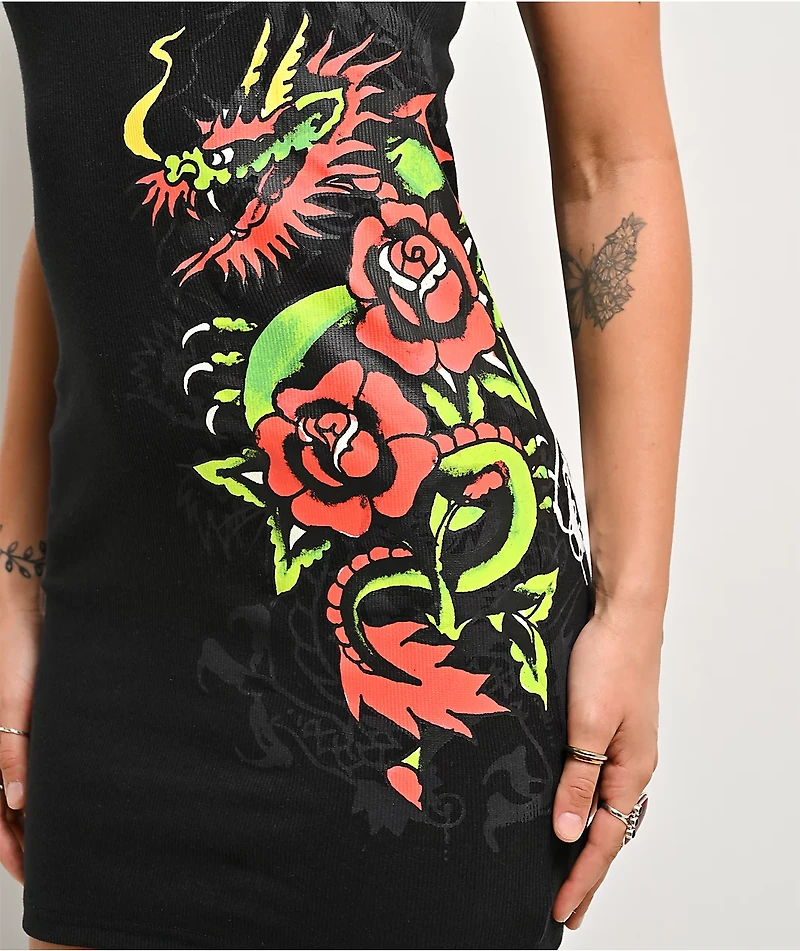 Ed Hardy Dragon Rose Black Dress