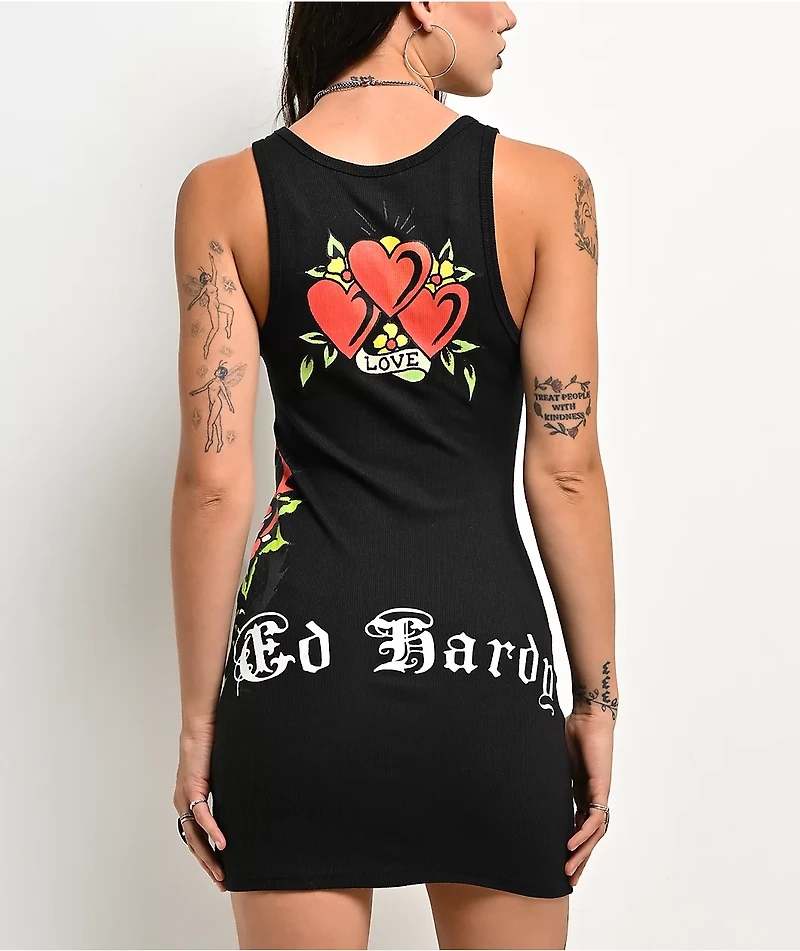 Ed Hardy Dragon Rose Black Dress